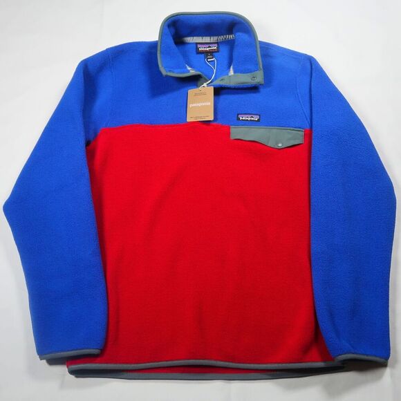 NWT Patagonia Pullover Mens Small Synchilla Snap T Lightweight Blue Sweater - Picture 1 of 7